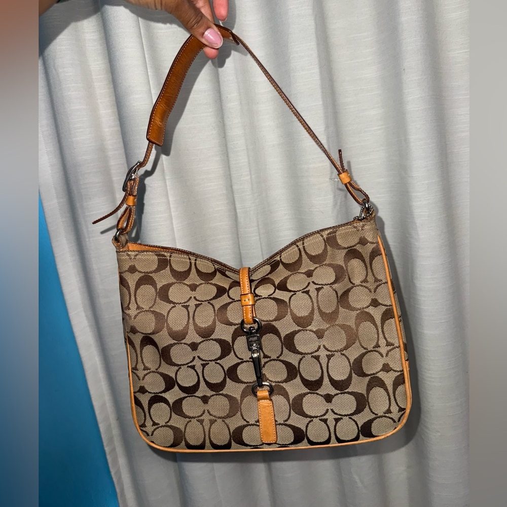 Coach Brown and Tan Shoulder Bag